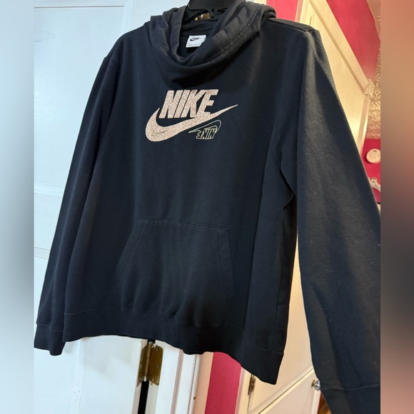 Nike Women’s Black Hoodie Gold Glitter Logo - Picture 6 of 7